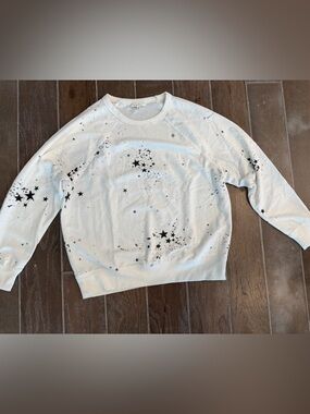 Z Supply women’s White Sweatshirt with Black Star Splatter